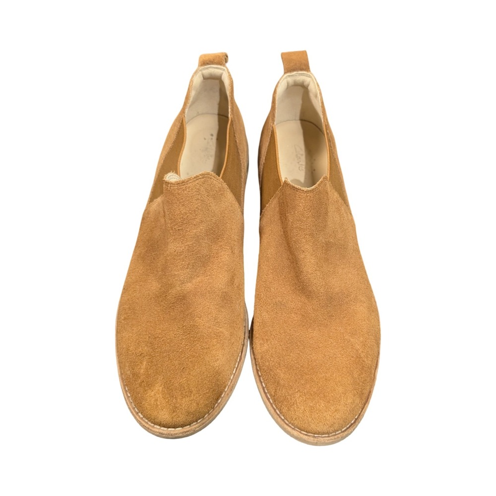 Clarks Women's 10 M Tan Suede Chelsea Ankle Shoes Slip On Loafers